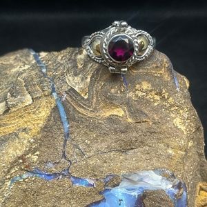 Sterling Silver Rhodolite Garnet Poison Ring